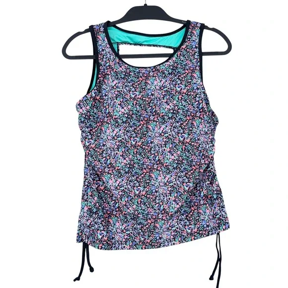 Free Country Tankini Top Women L 12/14 Recycled Polyester Multi-Color Floral