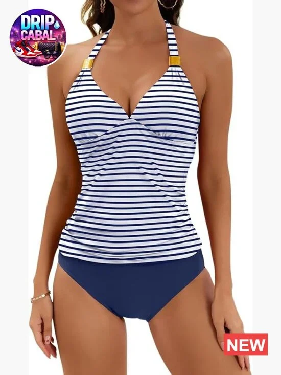 Halter Tankini Swimsuit with Tummy Control and Shorts