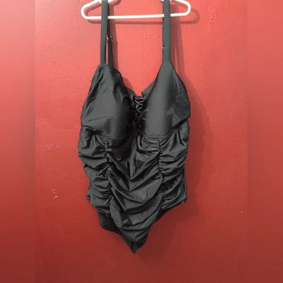 Torrid Black Ruched One Piece Swimsuit