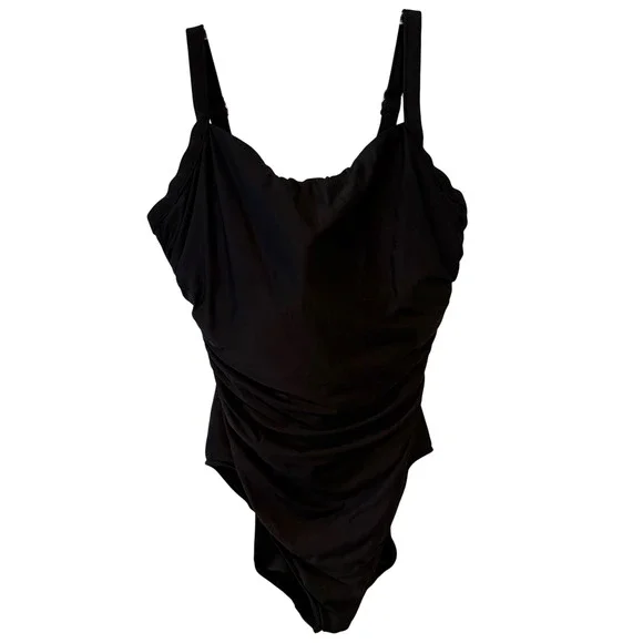 Miraclesuit Women's Black‎ Square Neck One Piece Swimsuit in Size 16DD