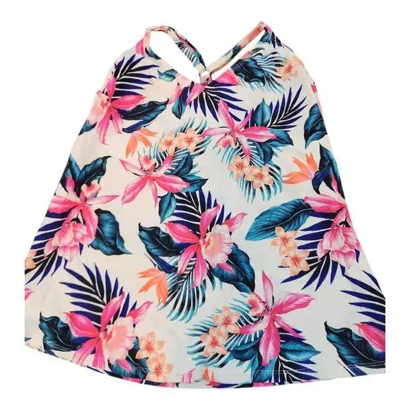 Island Escape Tankini top womens swimsuit top sz‎ 10 floral print underwire