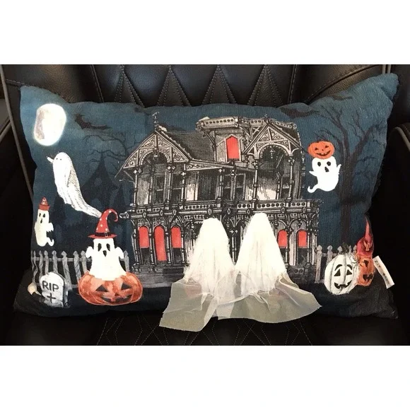 Halloween Novogratz Decorative Pillow Haunted‎ House Ghost Wedding Pumpkin 3D