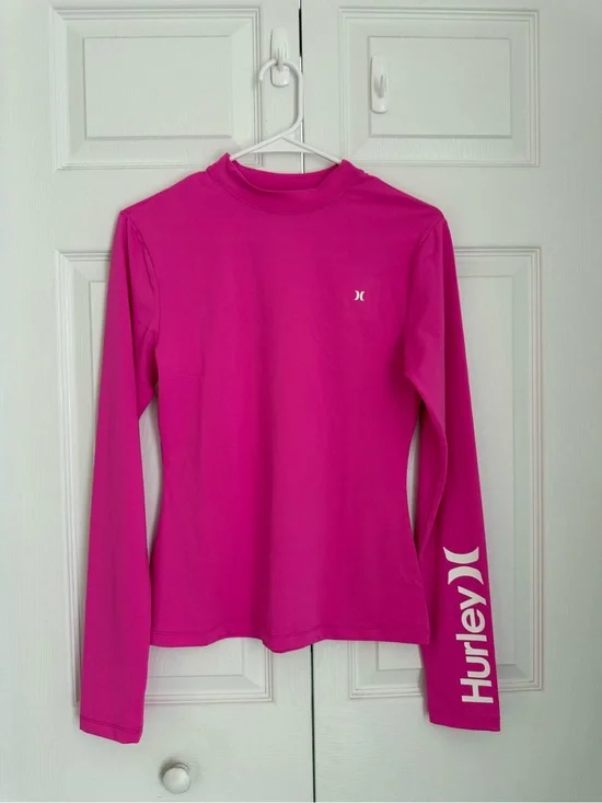 Hurley Bright Pink Long Sleeve UPF Rash Guard