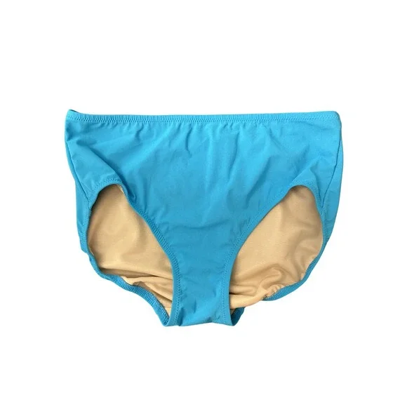 Turquoise Blue High Cut Bikini Bottoms Mid Rise Swimwear Lined Solid Minimalist‎