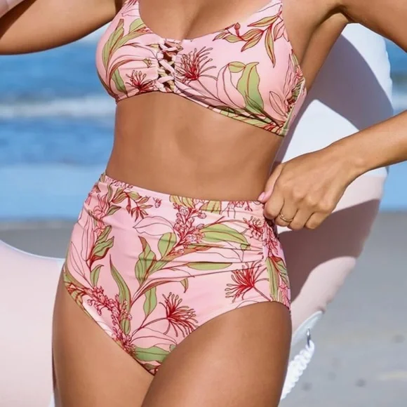 NWT Cupshe Tummy Control Pink Swimsuit‎ Bottoms