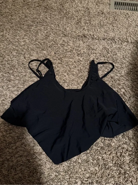 SHEIN Black Flowy Swim Bikini Top with Thin Straps