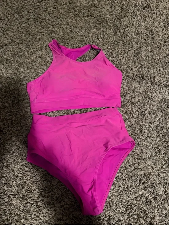 SHEIN Hot Pink High-Waist Two-Piece Bikini