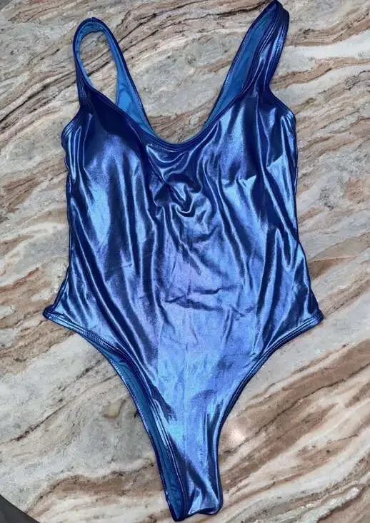 Nova Swim Jodie Metallic One-Piece Swimsuit in Blue