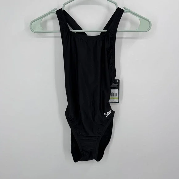 Speedo One Piece Swimsuit Women Size 30 Black Team Swim Competition