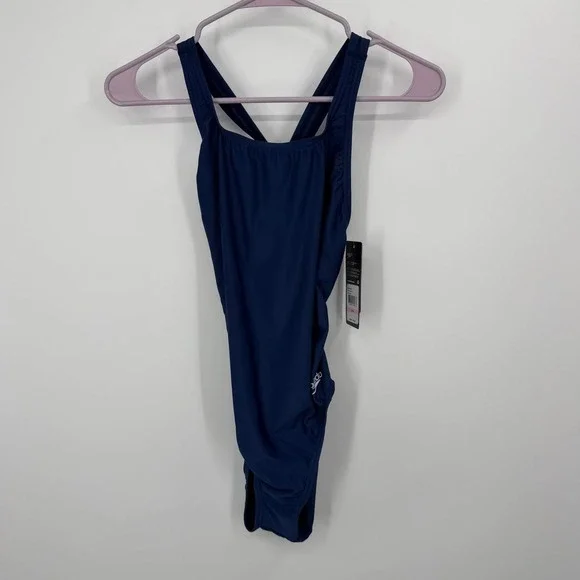 Speedo Swimsuit Women 10/36 Team Navy Pro LT One Piece Racerback