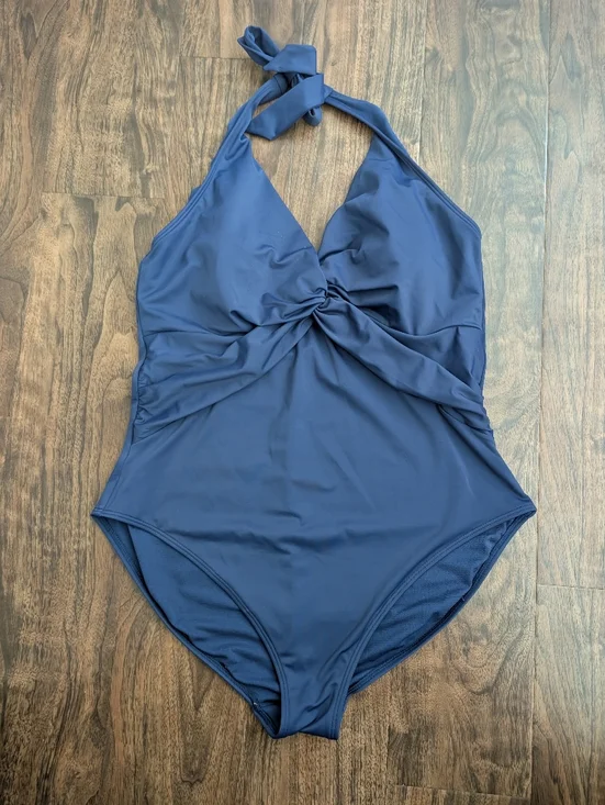 Boden Navy Halter One-Piece Swimsuit