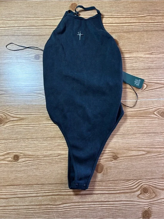 Wild Fable High Cut Embellished Halter Bodysuit Size M