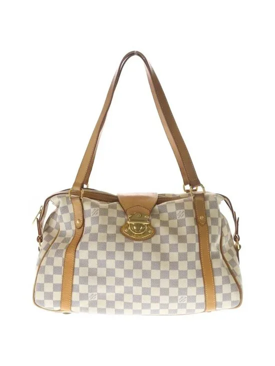 Louis Vuitton Damier Azur Strethe GM Handbag Ivory Brown Leather Gold