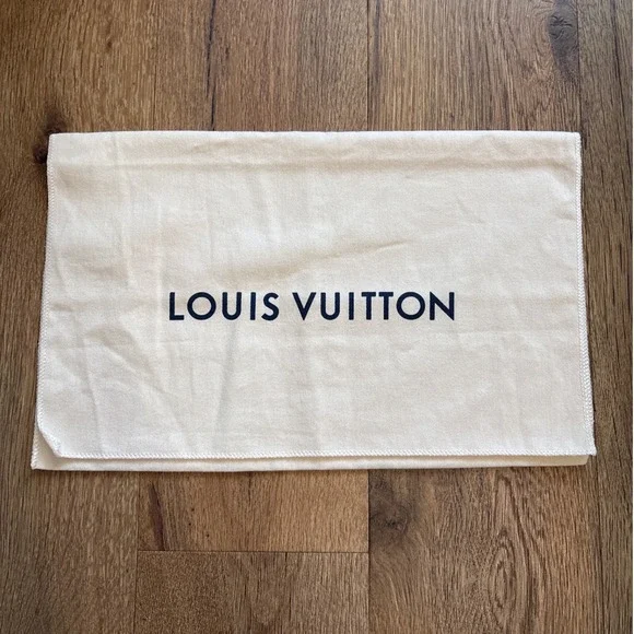 Louis Vuitton Cream Cotton Dust Bag Large Fold Over Logo Sleeve 15x10.5