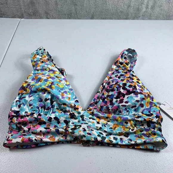 Anne Cole Women's Bikini Swim‎ Top XS Multicolor Sunset Dot Shirred Bralette NWT