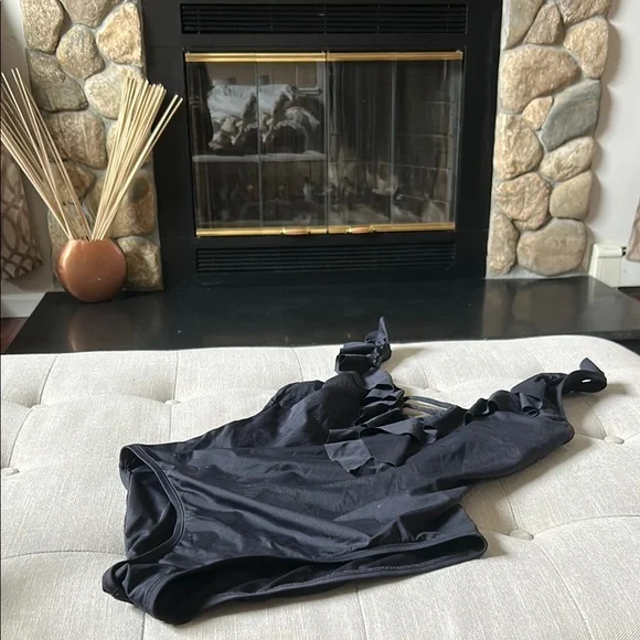 Bleu Rod Beattie Black Ruffle One Piece‎ Swim Size 12