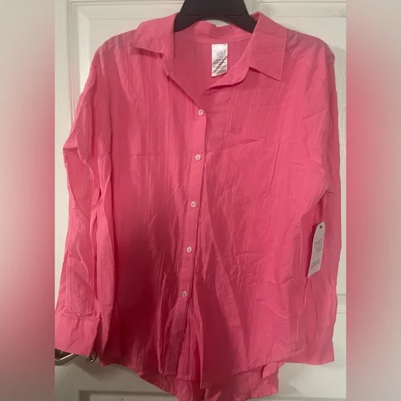 🔴 3/$12 Pink Missy Swim Cover-Up Long-sleeved shirt! NWT! Size‎ XS.