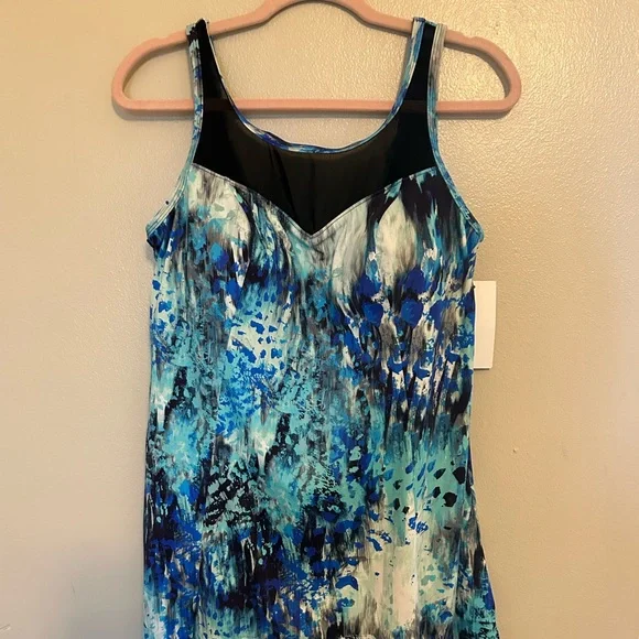 Swimsuits for All Size 18‎ Mesh High Neck Swimdress