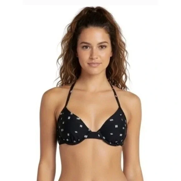 NEW Carve Designs Olivia Top Black Dash Underwire‎ Bikini Swim Top Cup Size C