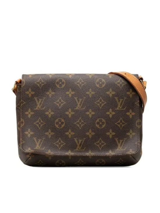 Louis Vuitton Monogram Musette Tango Short Shoulder Bag Brown Leather
