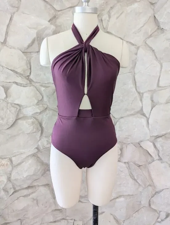 Moeva London Purple Halter Swimsuit One Piece Swim