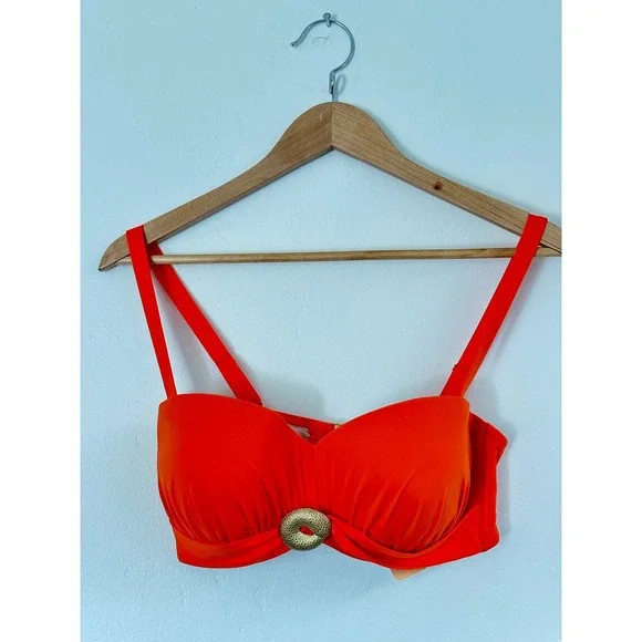 NEW Lise Charmel Orange‎ Casting Beaute Bikini Top Size US 34E Beach Resortwear
