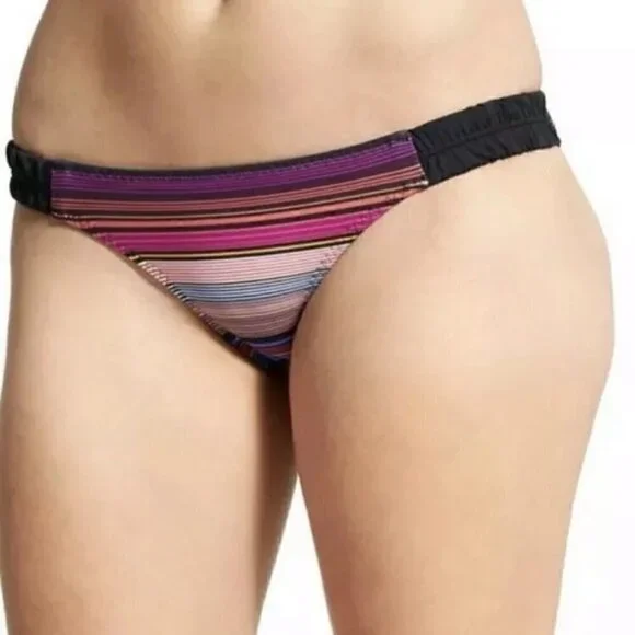 Athleta Capri Stripe Side Smocked Bikini Bottom XS NEW!
