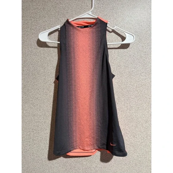 Nike Swim Womens Ombre High Neck Tankini Top Black Coral NESS8334 XS