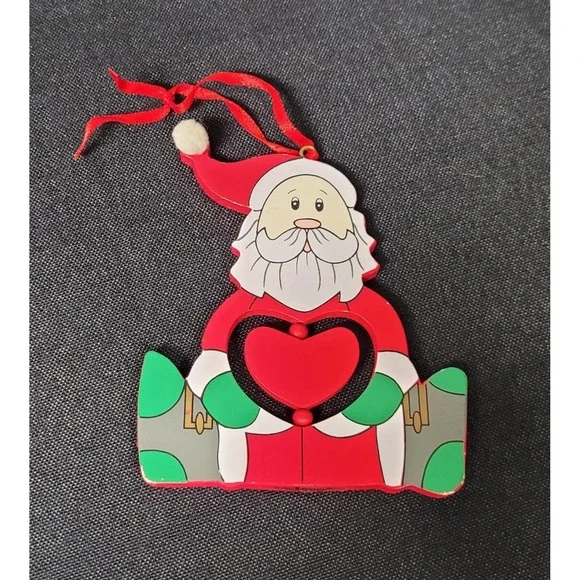 1997 Roman, Inc Santa With Heart Wooden Christmas Ornament