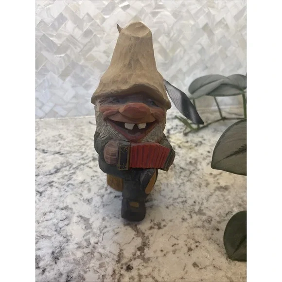 Vintage Henning Hand-Carved Troll Wooden Gnome Red Hat‎ 7.3/4