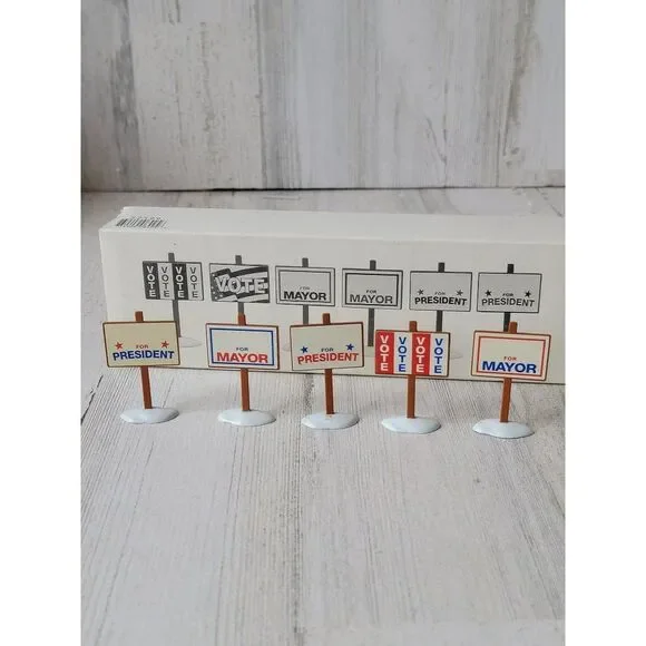 Dept 56 52599 Village Election Yard Signs snow accessory‎ Xmas set