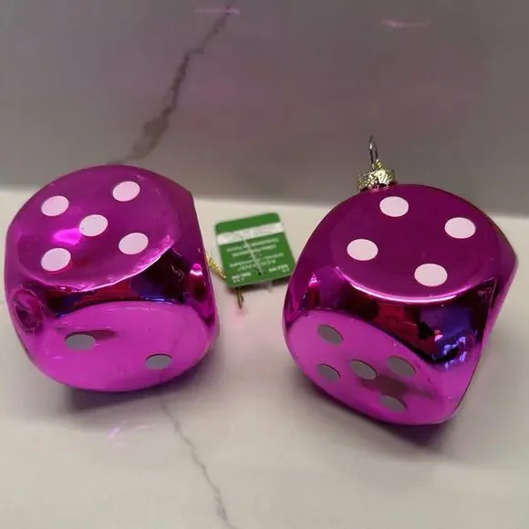NEW Pair Hot Pink Glass Dice Vegas Cowgirl Ashland Michaels