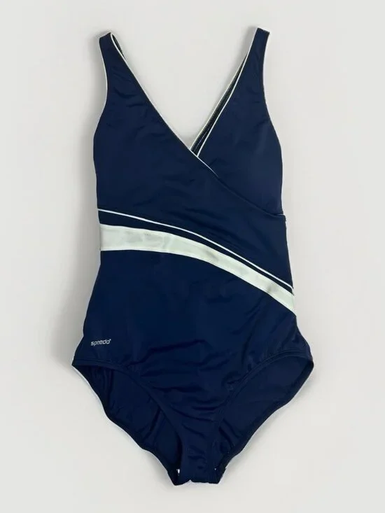 NWT Speedo PowerFlex Ultraback One Piece Swimsuit Size 14 Colorblock 75466