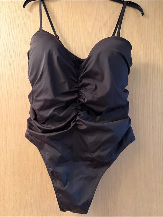 Ruched One-Piece Swimsuit in Dark Brown