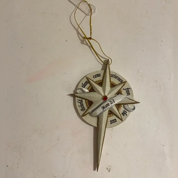 Gold and White Holiday Compass Ornament (F)