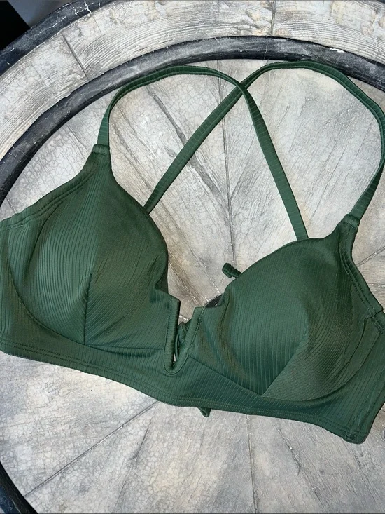 Women's Dark Green Padded bikini Bra - Classic Support 36D  BT