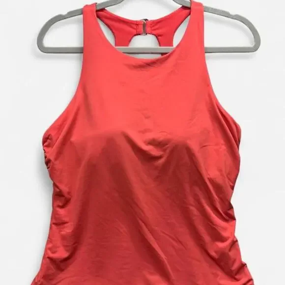 Athleta bra-sized tankini swim top in coral/orange. Size 38D/DD