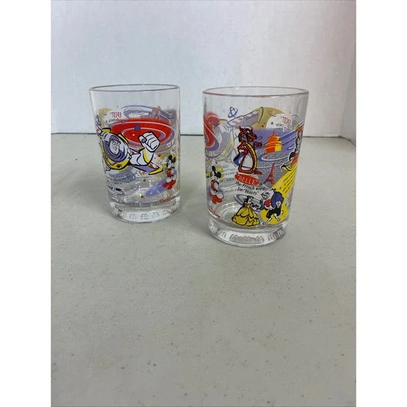 McDonalds Disney World 100 Years of Magic Glasses 2002 Set of 2‎ Mickey Epcot