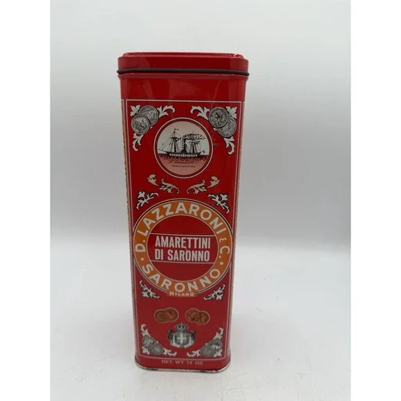 🍪 Lazzaroni Amarettini Di Saronno Collectible Tin – EMPTY Decorative Tin 🍪‎