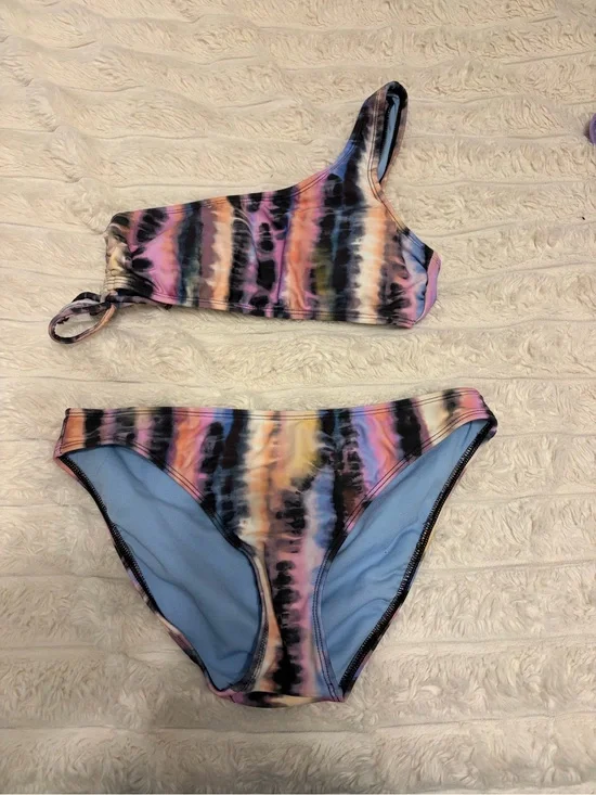 Salt + Cove Pastel Tie-Dye Bikini with Light Blue Lining