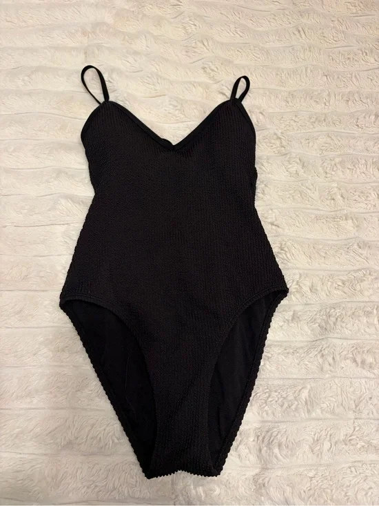 No Boundaries Black Textured One-Piece Swimsuit