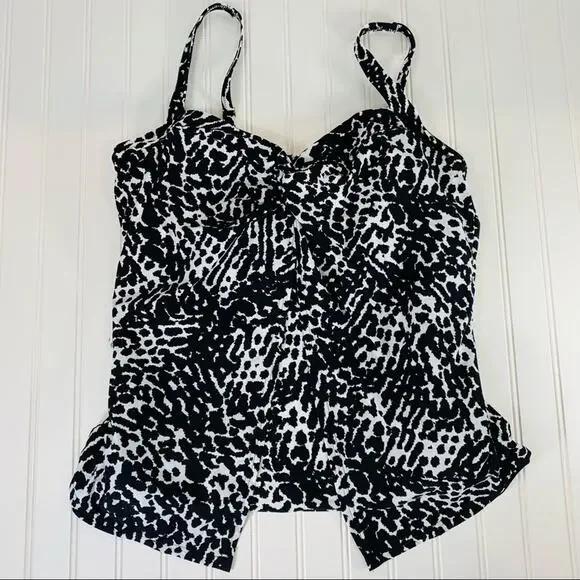 Lands’ End Black White Tankini Sz 18 Fly Away NWT