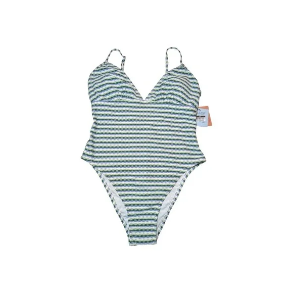 ⭐D1 Shade & Shore Geo Jacquard High Leg Cheeky One Piece Swimsuit - L
