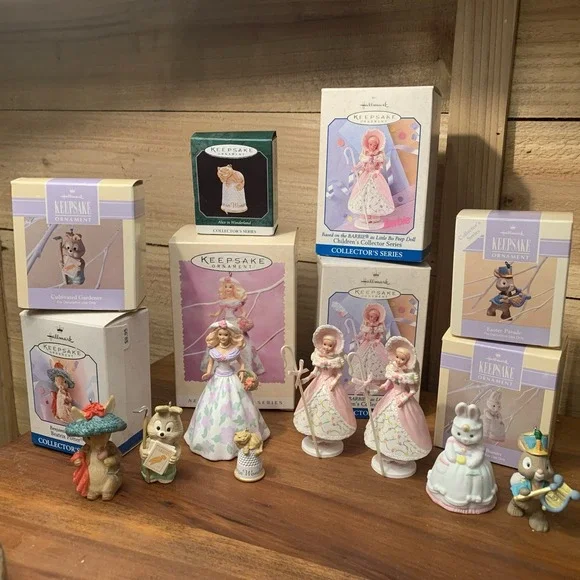 Lot Of 8 Vtg 1990's‎ Hallmark Christmas Easter Ornaments Barbies Bunnies Cat NIB