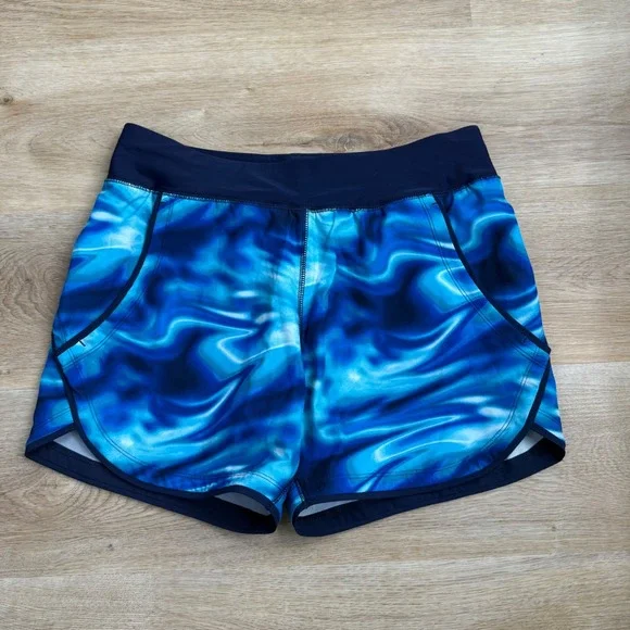 Lands' End Blue Board Shorts Women 4P Swim Lightweight Quickdry Beach Pool