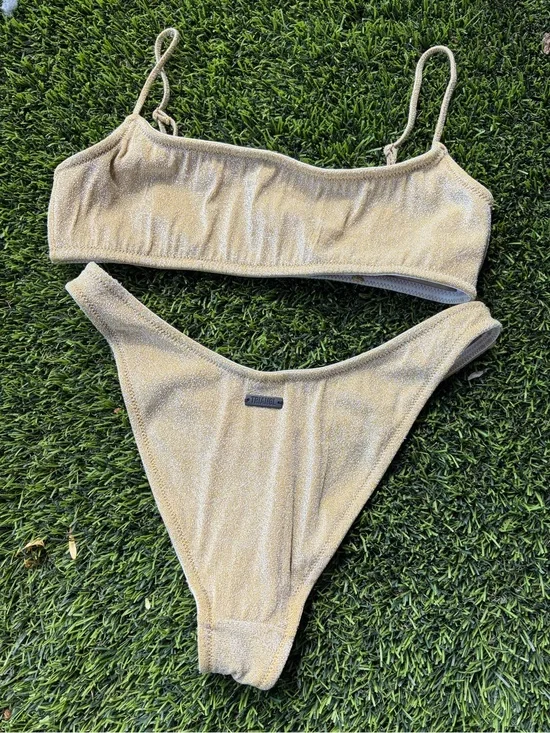 Women’s triangl swimwear gold glitter bikini set