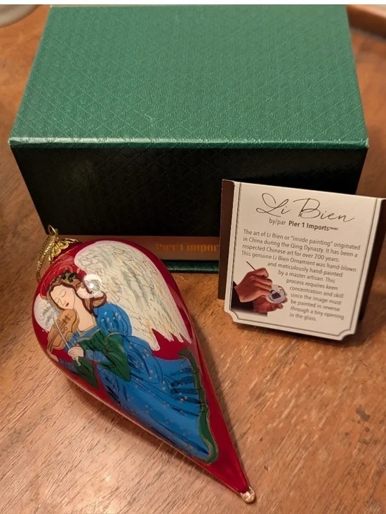 Pier 1 Li Bien 2017 Blown Glass Angel‎ Christmas Ornament