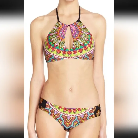Vibrant Multicolor Halter Bikini