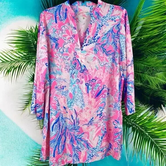 Lilly Pulitzer NWT Esme Swim Cover Tunic Light Pascha Pink Aquadesiac Large
