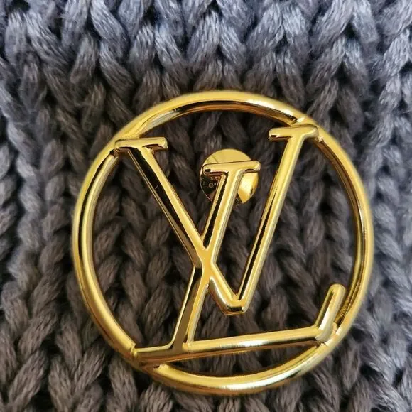 Gold LV Logo Brooch